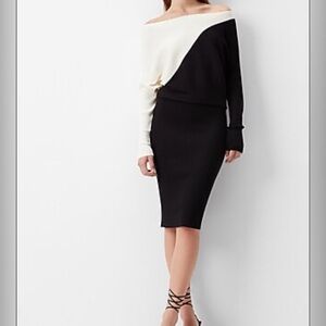Express Black and White Ribbed Sweater Dress